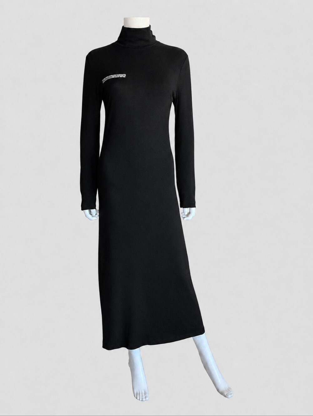 PANGAIA | Black Seaweed Eucalyptus Turtleneck Maxi Dress Medium